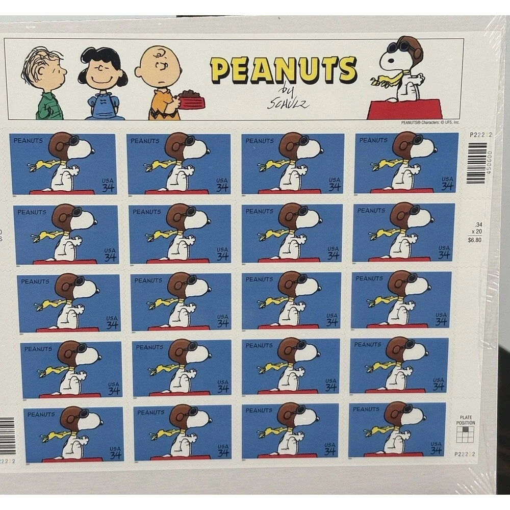 Lot of 3 Vintage USPS Stamp Sheets Peanuts Snoopy Lucille Ball SEALED NEW